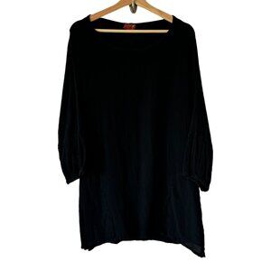 Oh My Gauze Black Tunic Top Size 1 = S-M Oversized Lightweight Lagenlook Pockets